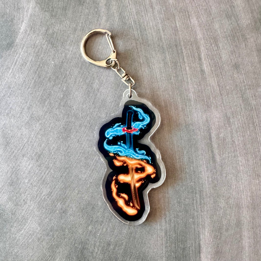 Water & Fire Sword Keychain